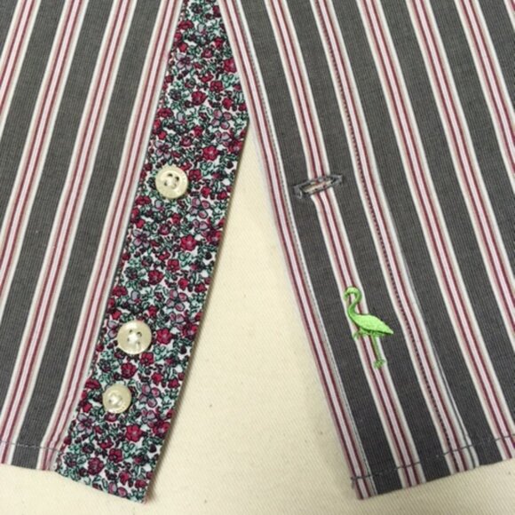 Tailorbyrd Men's 3XL Long Sleeve Striped Button Up Shirt w/ Contrasting Accents - Picture 4 of 8